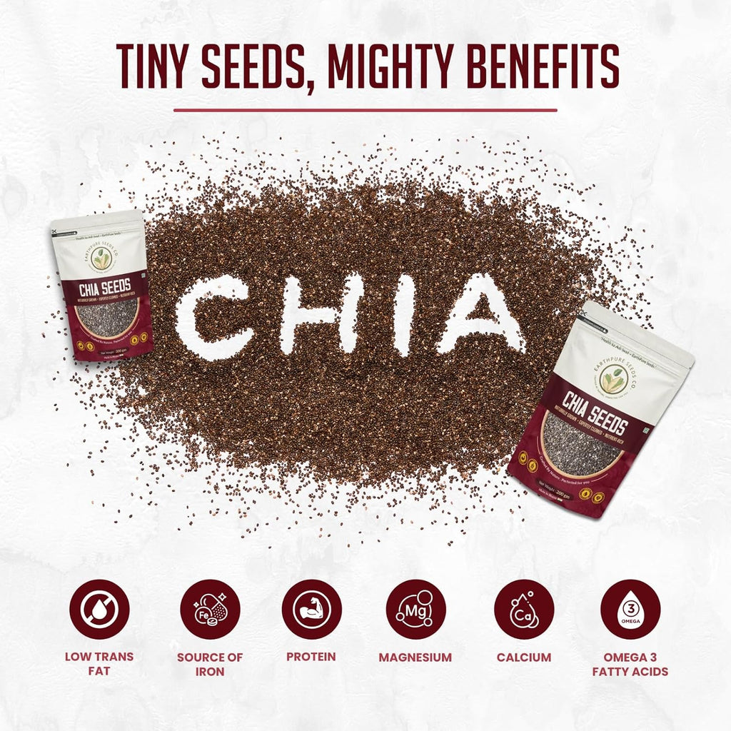 EarthPure Chia Seeds 100g I Seeds for Eating | Seeds for Weight Management | Rich in Calcium, Protein & Fibre
