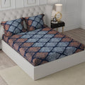 Cloth Fusion Elastic Fitted Queen Size Bed Sheet with 2 Pillow Covers Midnight Paisley Colour