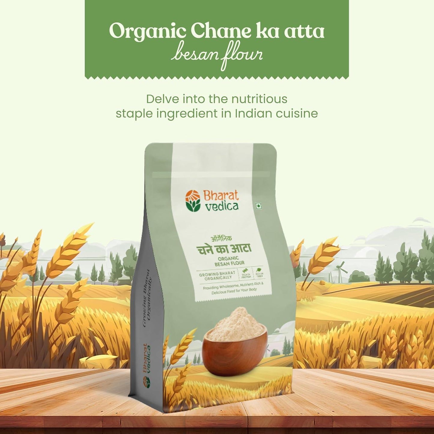 Bharat Vedica Organic Besan Flour - Organic Besan ka Atta