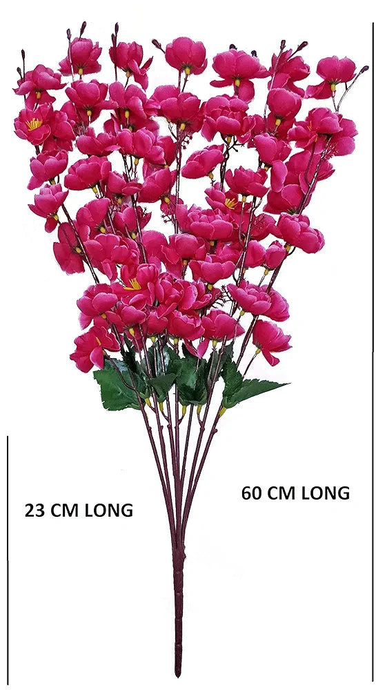 Artificial Flowers Bunch for Decoration Cherry Blossom Ideal for vase Without vase White Maroon