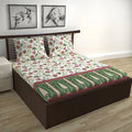 Divine Casa 144 TC 100% Cotton Bedsheet for Double Bed with Pillow Covers Colour Magenta Green