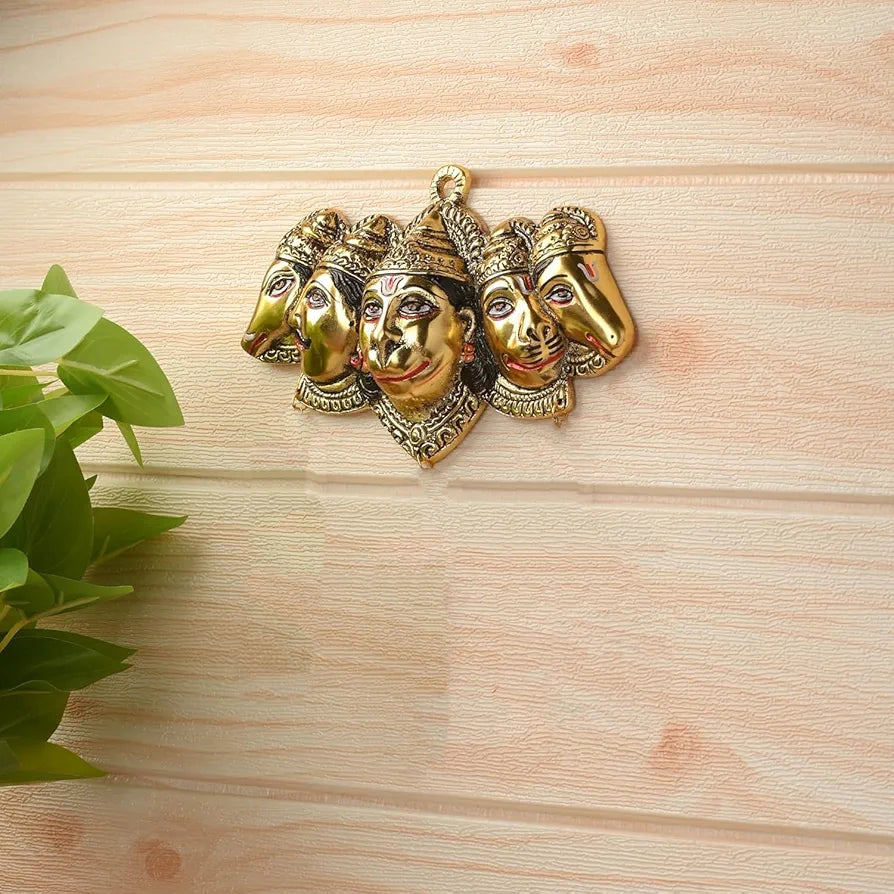 Chhariya Crafts Metal Panchmukhi Hanuman Ji Murti Bajrangbali Idol Wall Door Entrance Statue Protection From Evil Eye
