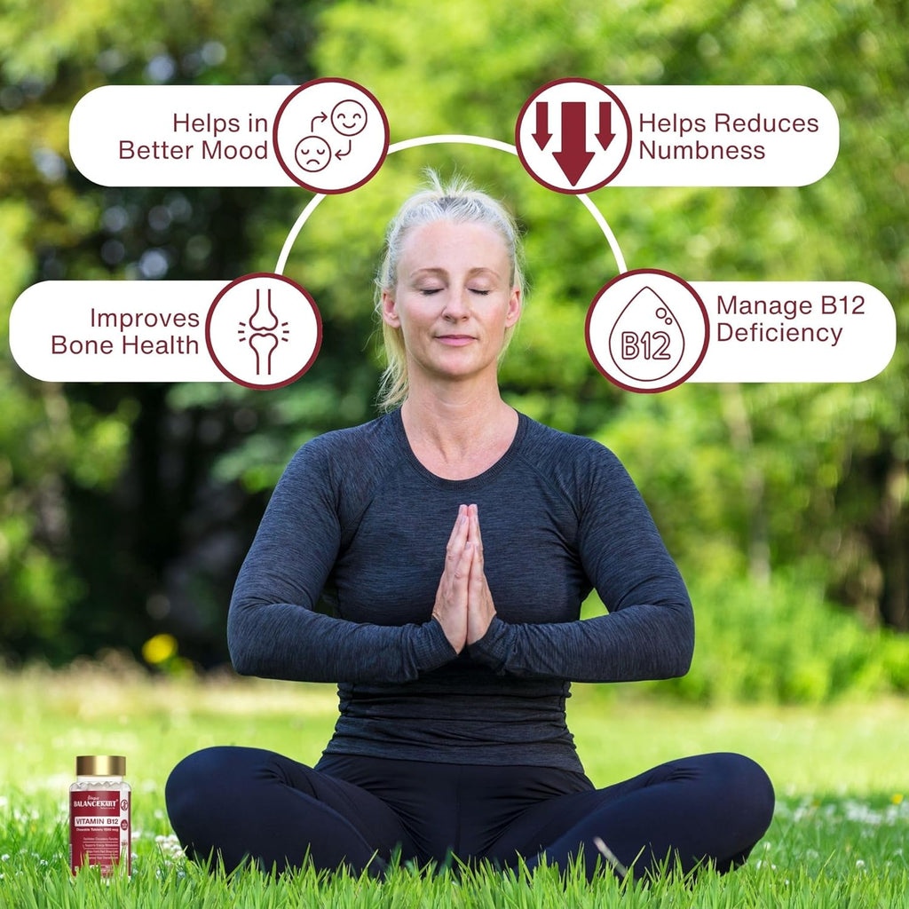 Balancekart Vitamin B12 Supplements for Men & Women, 1500mcg Vitamin B12 Tablets to Improve Red Blood Cell Formation, Boosts Energy Level, 60 Tablets
