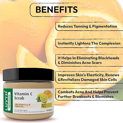Luvyh Vitamin C Skin Lightening Face Scrub - 100 gms