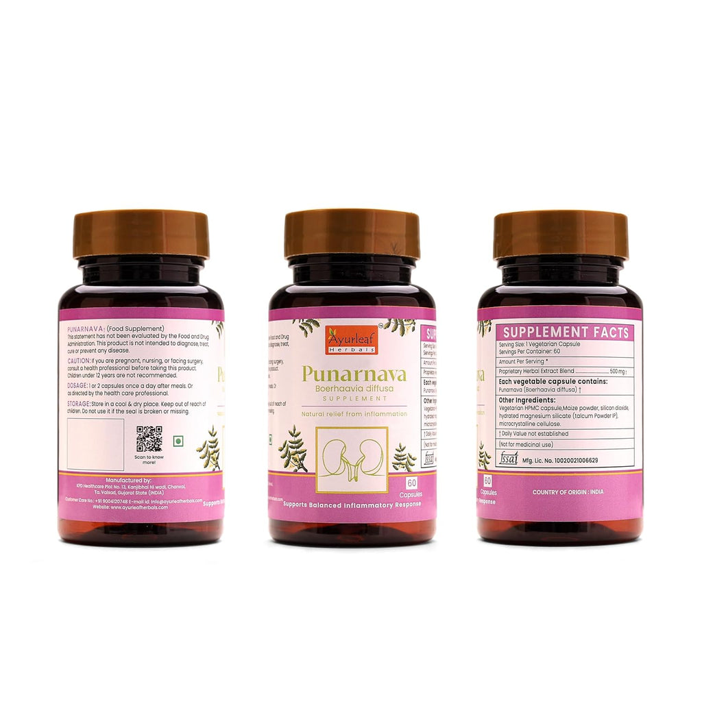 Ayurleaf Herbals Punarnava Capsules - 60 Caps