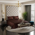 Stoa Paris Satin Bedsheets for King Size Bed 300TC Premium Bedsheet with 2 Pillow Cover Colour Hot Chocolate