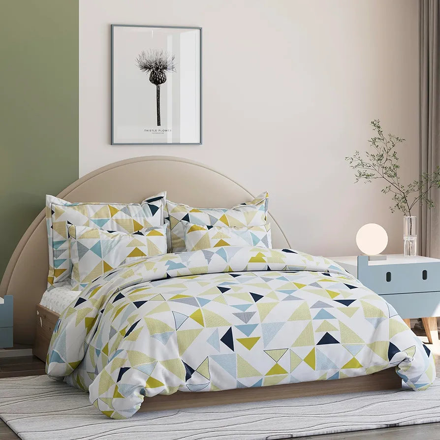 The Home Style Cotton Feel Glace Cotton Elastic Single Bed Bedsheet With 1 Pillow Cover 300 TC  multicolor Meadow Mist