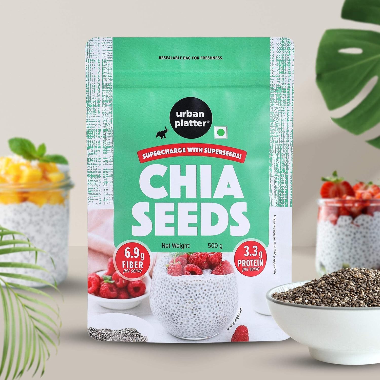 Urban Platter Black Chia Seeds, 500g (Rich in Omega-3, Fibre & Protein | Superfood)