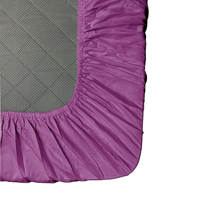 Stoa Paris Satin Elastic Fitted Bedsheets 300TC Premium Fitted Sheet 2 Pillow Covers Colour Plum