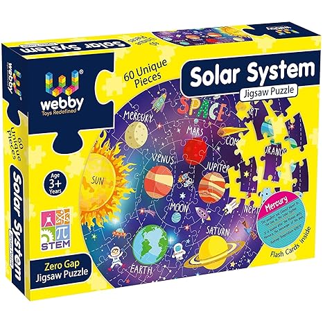 Webby Amazing Outer Space Solar System 60 Pieces Jigsaw Floor Puzzle with 4 Double