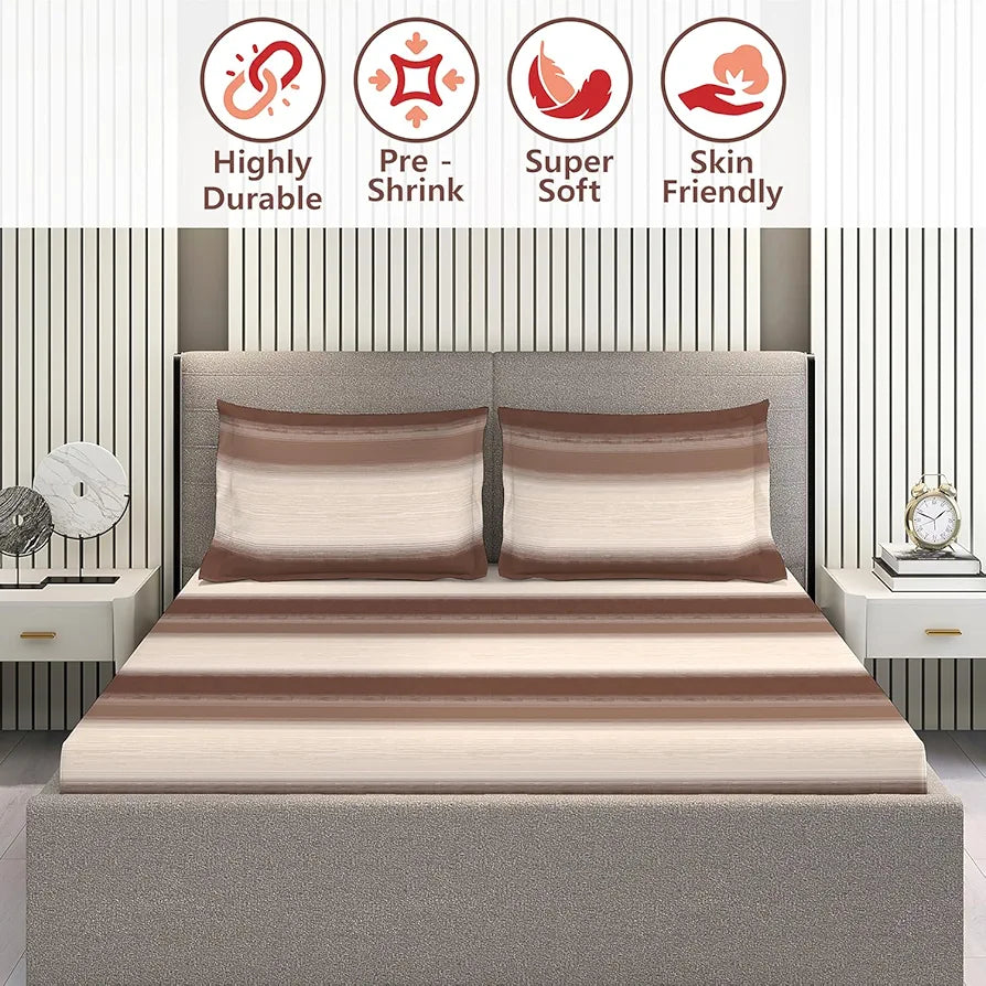 Layers Duracount Bedsheet Set for All Seasons Lightweight 225 CVC King Size Brown1