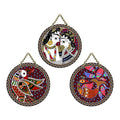 Artvibes Madhubani Art Wooden Wall Hanging Decoration Items for Home | Set of 3