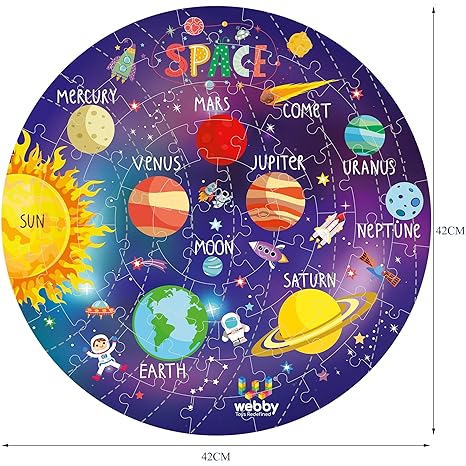Webby Amazing Outer Space Solar System 60 Pieces Jigsaw Floor Puzzle with 4 Double