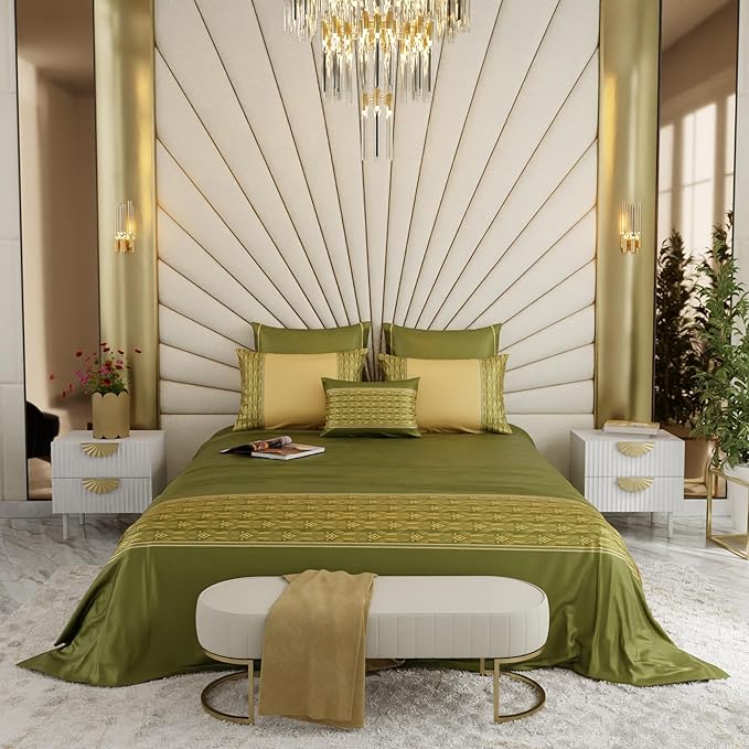 Stoa Paris Crown of Versailles 6 Piece Bedsheet Set Colour Olive