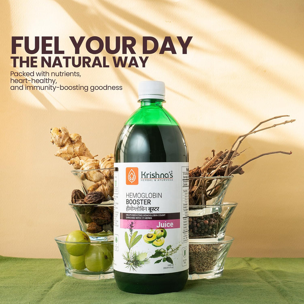 KRISHNA'S HERBAL & AYURVEDA Hemoglobin Booster Juice-1000 Ml|Helps To Improve Your Haemoglobin Count|Goodness Dev Daru, Kutki, Amla & 13 Other Super Herbs