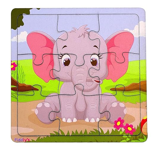Fiddlys Kid's Wooden Jigsaw Puzzle Games for Children & Kids Paperless Puzzle - 9 Pieces | Pack of 4 | Age 3+