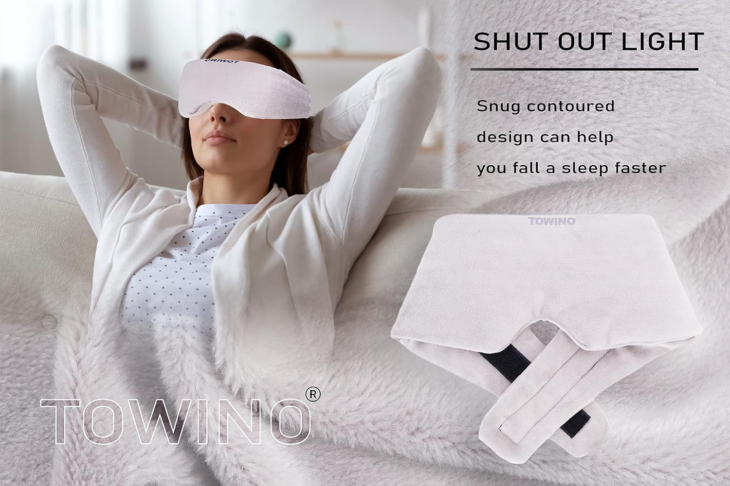 TOWINOÂ® Eye Mask for Sleeping Super Soft & Smooth And Fully Adjustable To All Size Heads - Super Soft & Comfortable for Women and Men, Blindfold for Travelling, Night Sleeping,Nap Suitable for All Family Members Made In India (Grey)