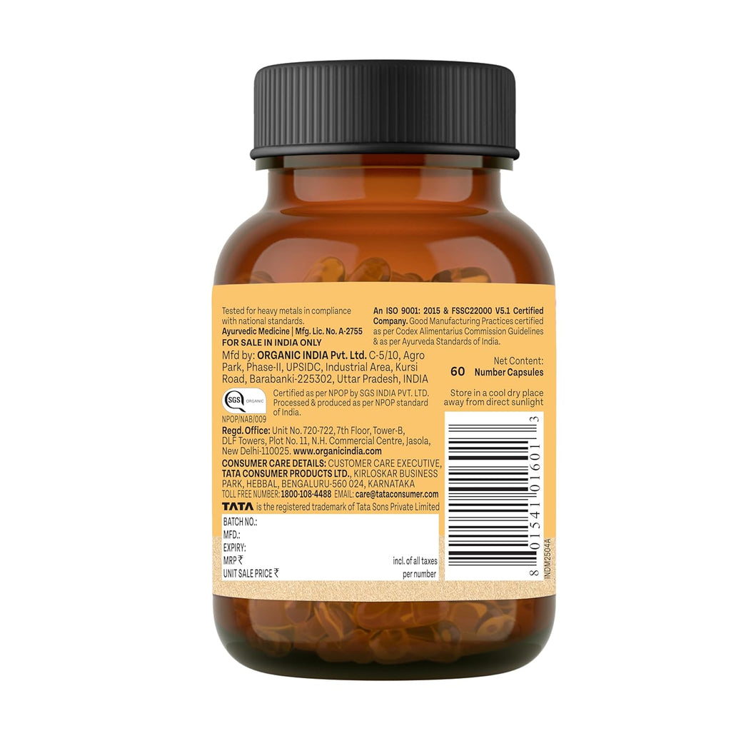 A TATA Product -Organic India Shatavari Capsules, 60 Capsules, Supports Womenâ€™s Health, Whole Herb*, Certified Organic, No Added Fillers or Chemicals