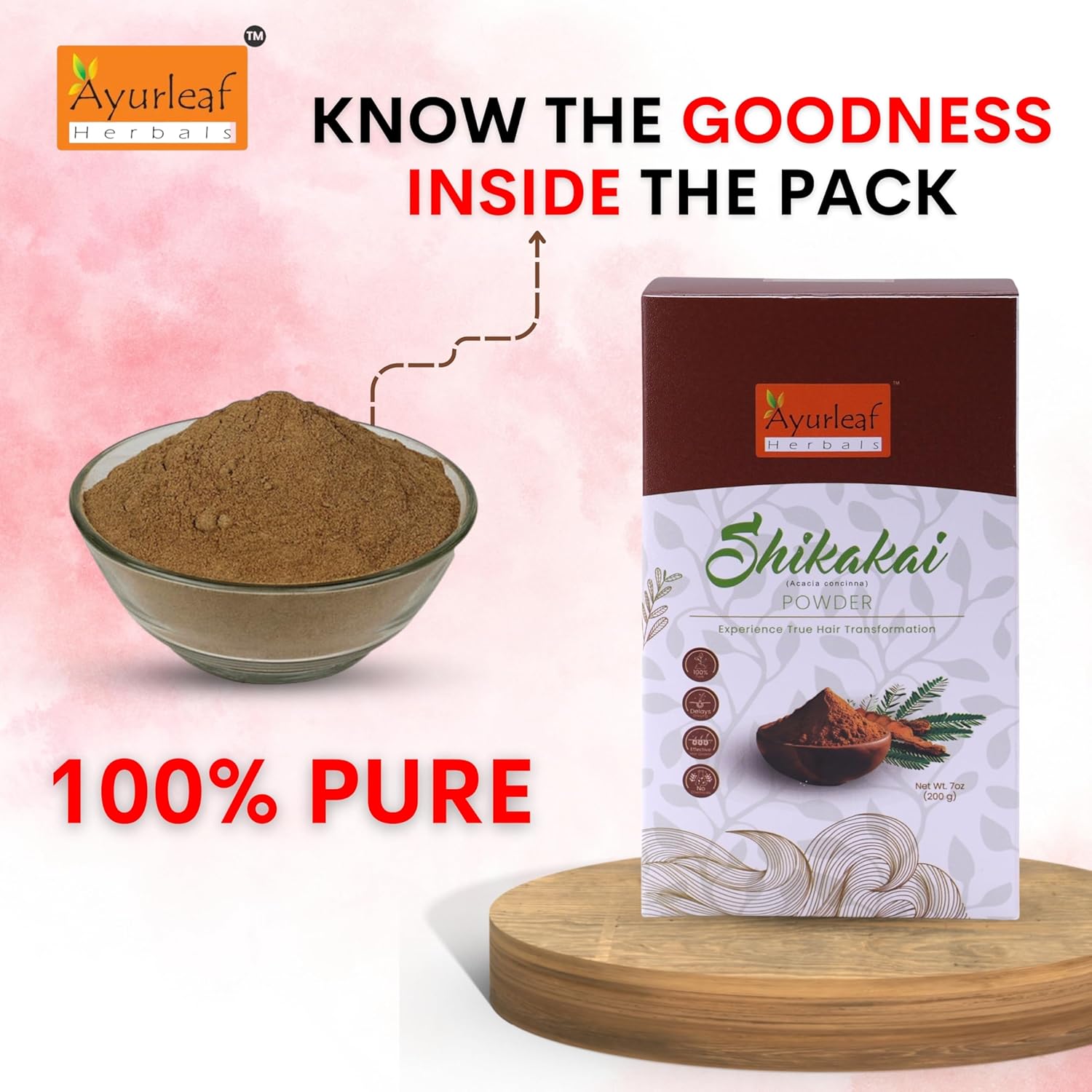 Ayurleaf Herbals Shikakai Powder | for Reduces Hair Fall & Hair Growth - 200 Gms