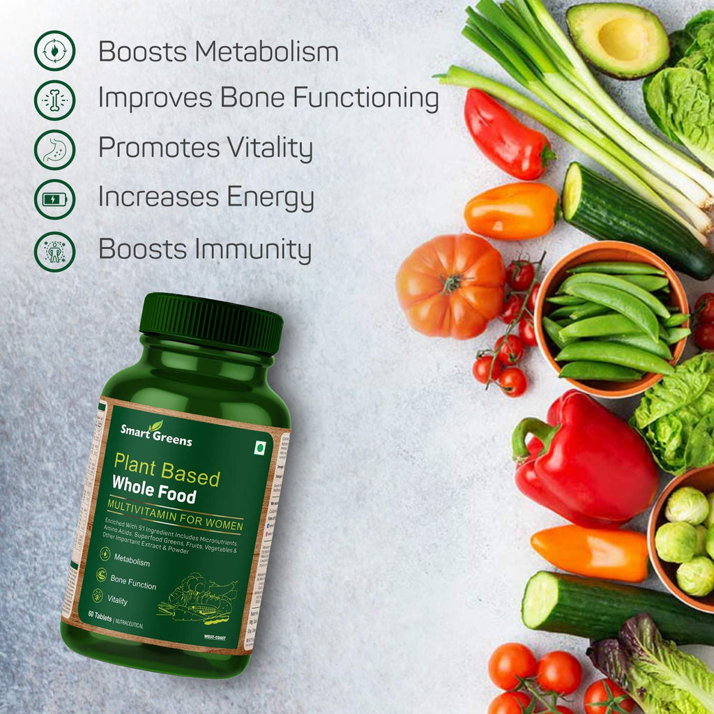 Plant Based Wholefood Multivitamin for Women Enriched with 51 Ingredients Includes Micronutrients, Amino Acids, Superfood Greens, Fruits, Vegetables & other Extract & Powder â€“ 60 Tablets