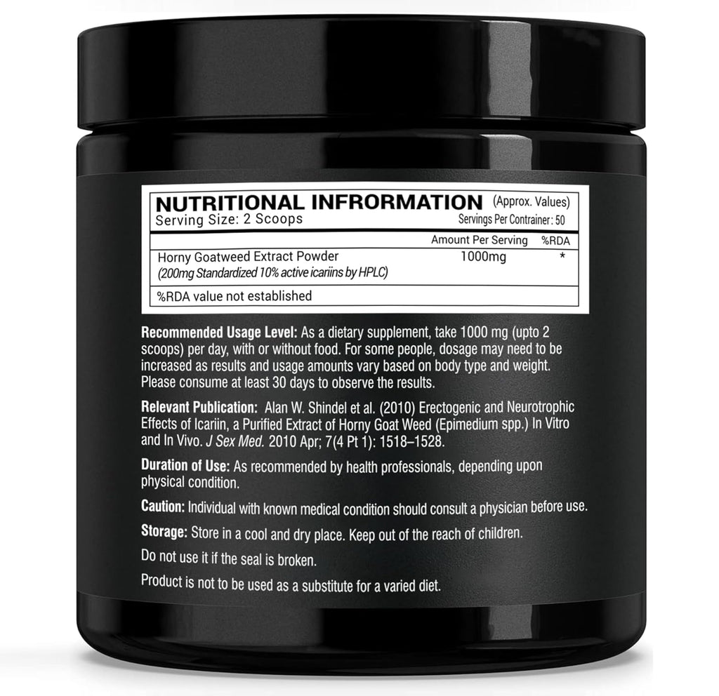 GREENDORSE Organic Horny Goat Weed Extract Powder |With 10% Active Icariins| 3 Months Supply | Supports Strength, Stamina, Performance & Energy, Vegan Friendly-50g