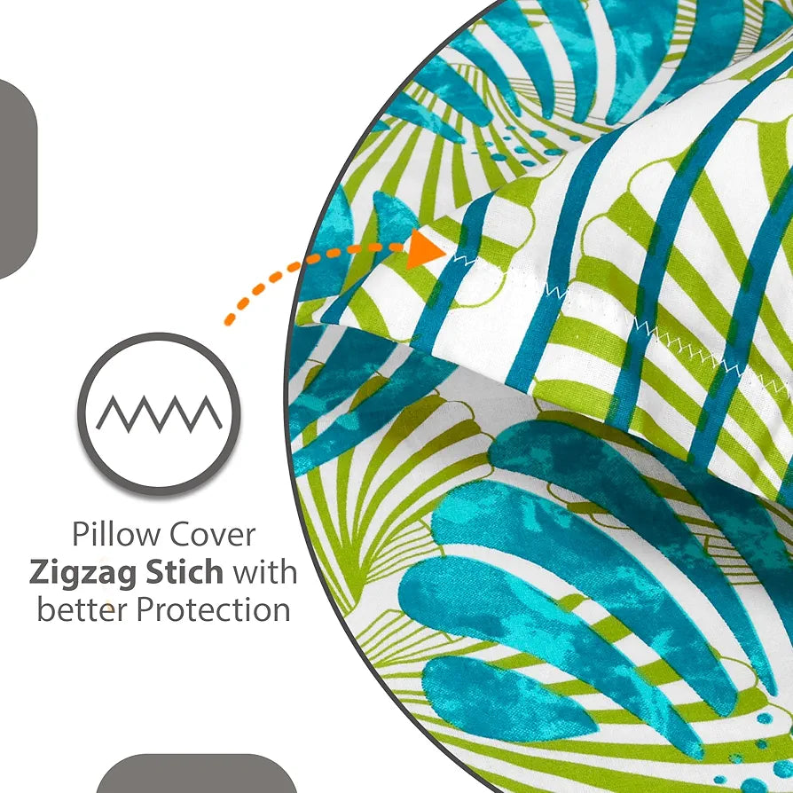Divine Casa 100% Cotton 144 TC Bedsheet for Double Bed King Size Bedsheet with 2 Pillow Covers Colour Ocean Green