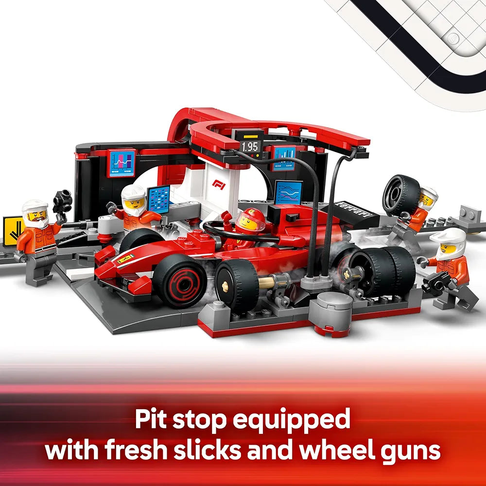 Lego City F1 Pit Stop & Pit Crew with Ferrari Car Racing Vehicle Toy 60443 Building Blocks Toys for 6+ Gift for Boys and Girls