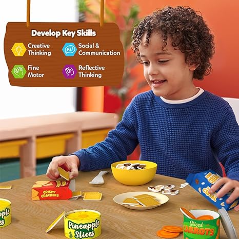 Skillmatics Grocery 100+ Pieces 10 Containers with Play Food Inside Realistic Pretend Play Toys