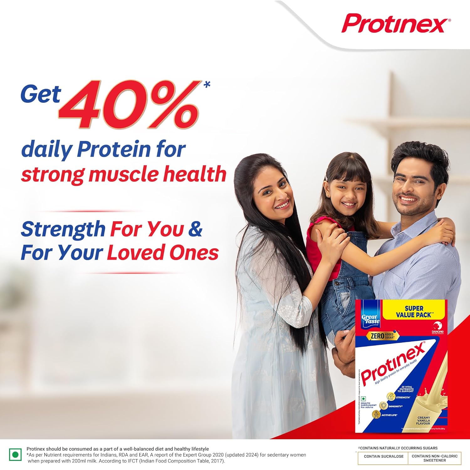 Protinex Creamy Vanilla, 1 Kg | Get 40% daily protein requirement for strong muscles when prepared with 200ml milk | High Protein | Zero Added Sugar | Nutritional Drink for Men and Women