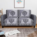 Kuber Industries Set of 4 Net Durable 2 Seater Sofa Covers Floral Print Black & Grey