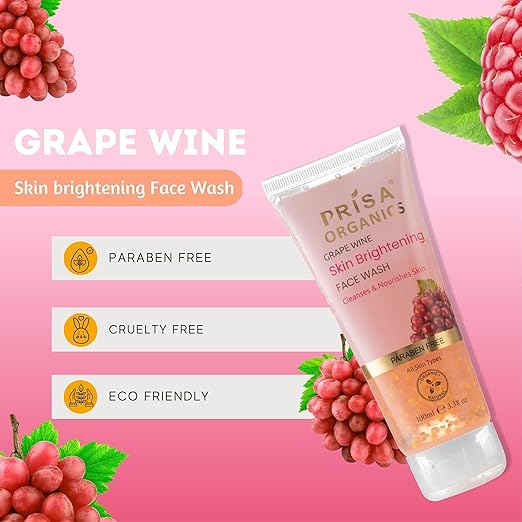 Prisa Organics Grape Wine Skin Brightening Face Wash - 100 ml