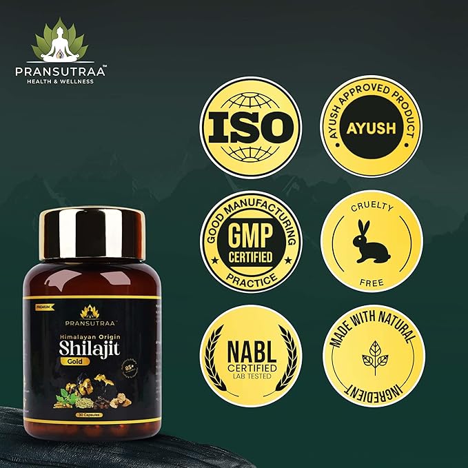 Pransutraa Shilajit Gold Capsules Ayurvedic Supplement - 30 caps