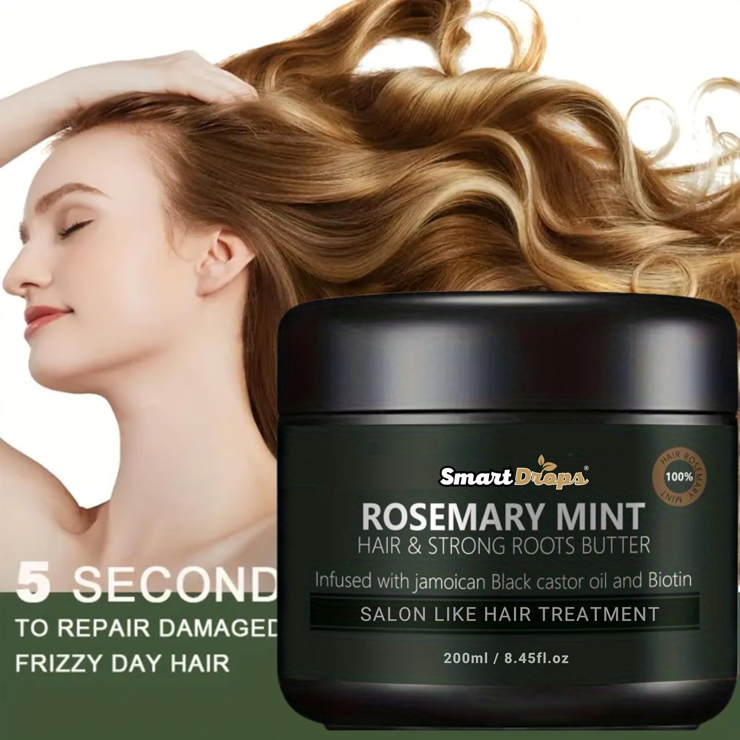 Smartdrops Hair Mask | Hair Mask for Frizzy Hair | Keratin Hair Mask | Pre-Shampoo hair mask with Rosemary Mint, Hibiscus, Amla, Flaxseed for Thick & Long Hair 200g