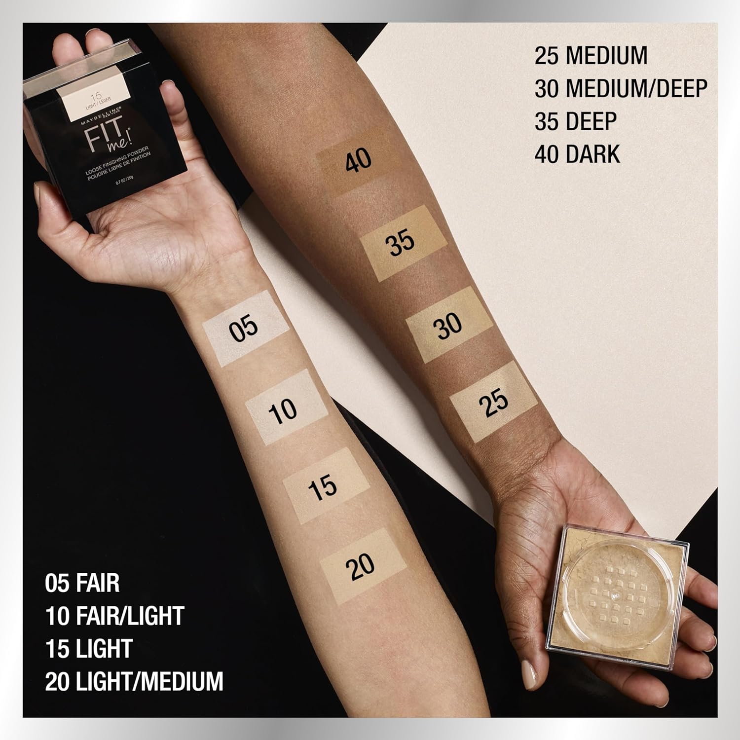 Maybelline New York Fit Me Loose Finishing Powder, Silky and Lightweight, Natural-looking beautiful skin, Quick blendable skin-friendly flawless makeup Loose Powder - Medium|20 grams