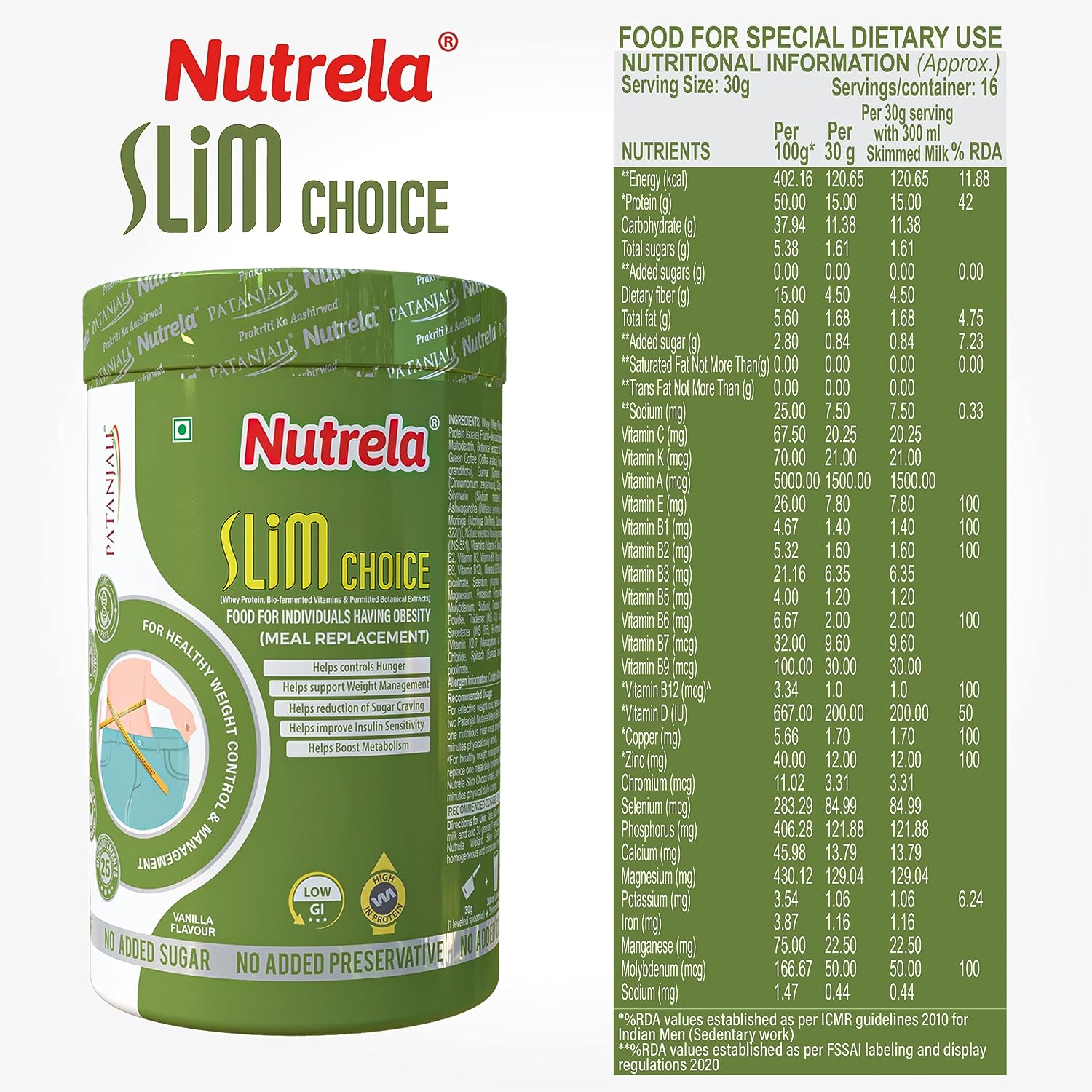 Nutrela Slim Choice Meal Replacement Shake - 500 gms