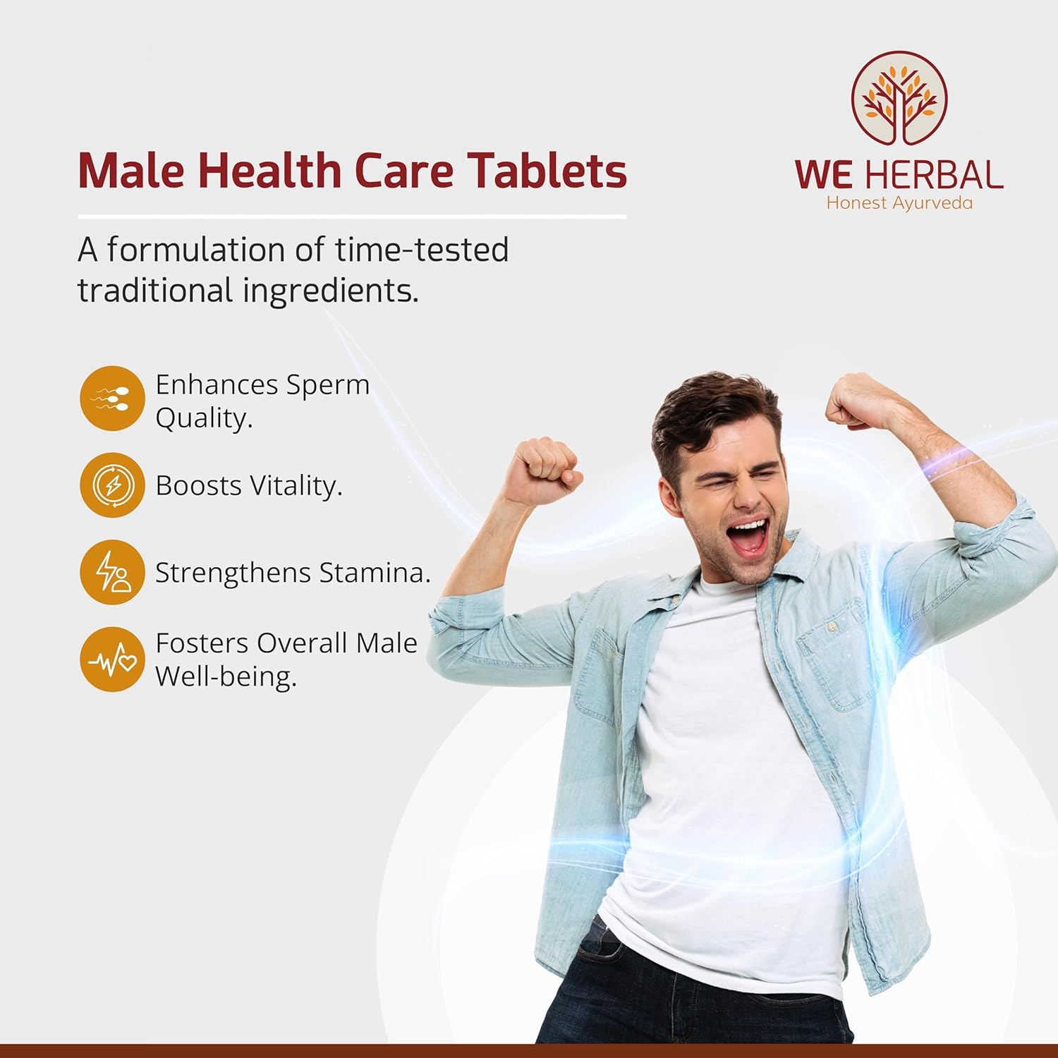 WE HERBAL Male Health Care Tablets Natural Wellness Supplement for Men Improve Energy, Immunity 60 Tablets