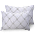 Huesland by Ahmedabad Cotton 186 Tc Cotton Pillow Cover Set of 2 | White | Brandon Beige Pattern