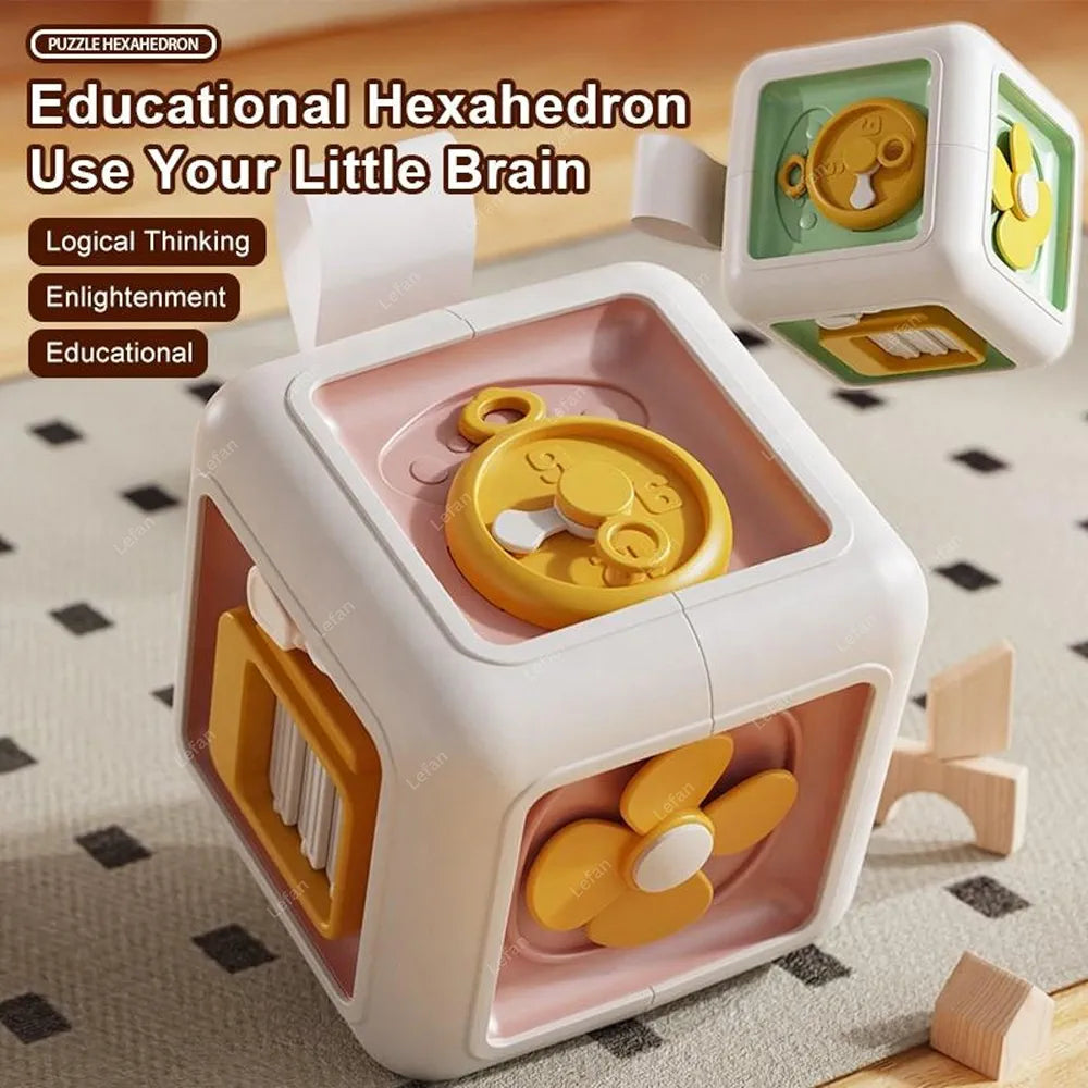 Lefan Montessori for 1 Year Old, Activity Busy Cube Sensory Toys for Toddlers Birthday Gifts for Learning Motor Skills Travel Toys Educational Learning 12-18 Months Baby Kids-Pack of 1pcs