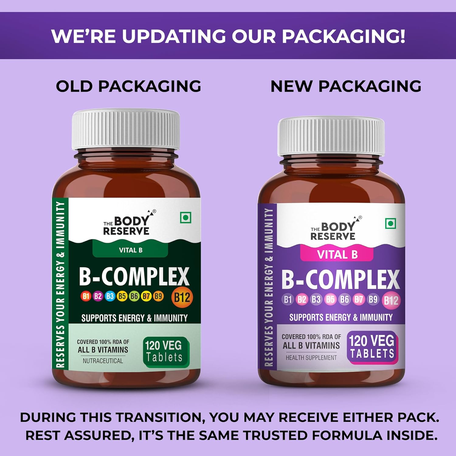 The Body Reserve Vitamin B Complex Tablets- 120 Veg Tablets 100% Rda Of Vitamin B1, B2, B3, B5, B6, B7, B9 & B12, Vitamin B Complex Supplements For Women & Men (4 Months Supply Pack)
