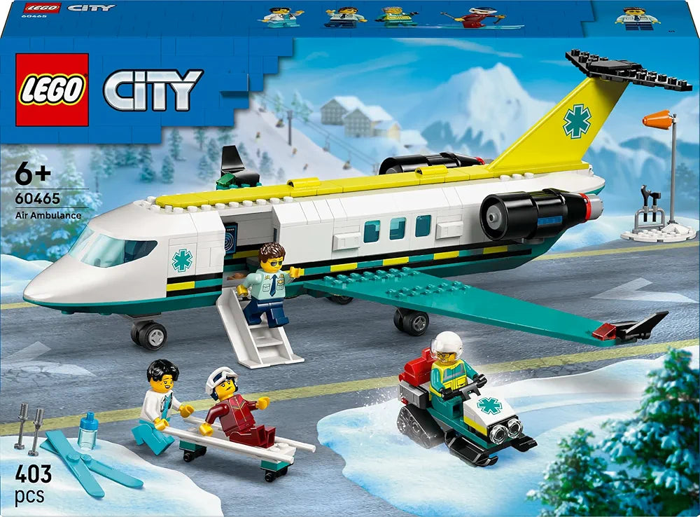 Lego City Emergency Air Ambulance Plane, Airplane Toy Building Set 60465 Building Blocks Toys for 6+ Gift for Boys and Girls