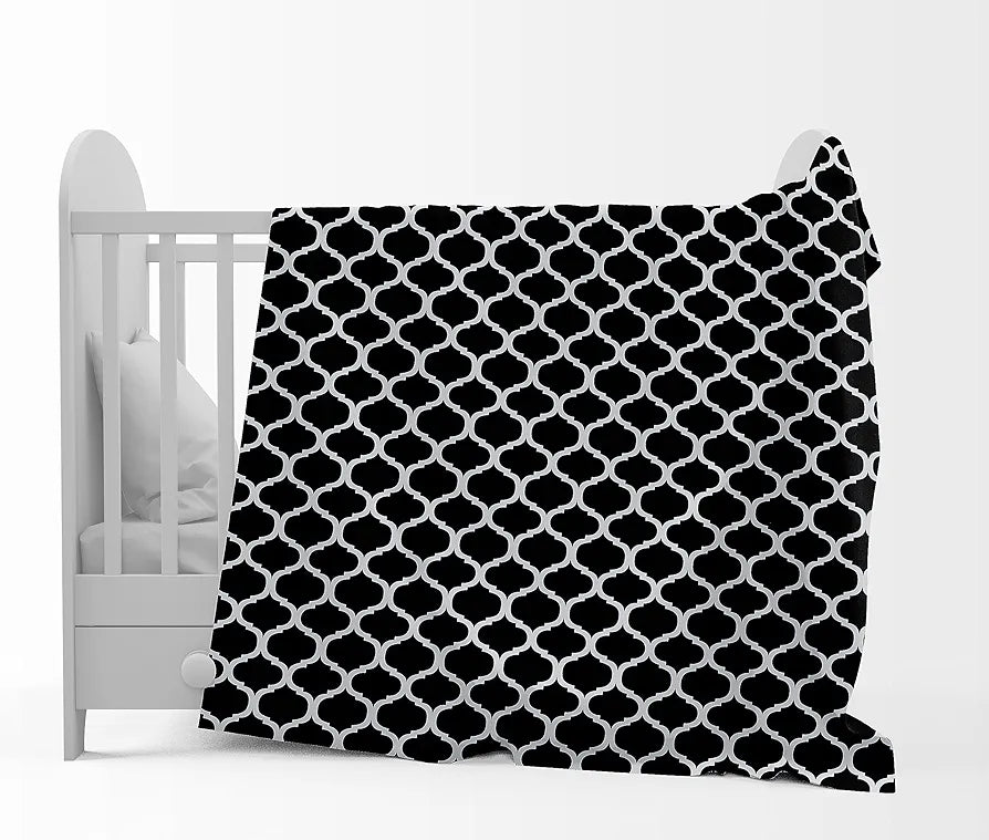 Divine Casa 120 GSM Microfiber Single Kids Dohar Soft & Lightweight Throw Blanket Moroccan Pattern Colour Caviar
