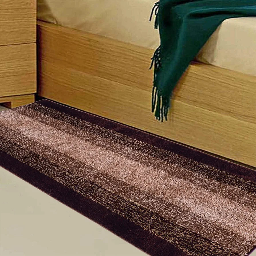 Kuber Industries Shaggy Carpet Polyester Bedside Runner Rectangular Soft Rug for Hall Offices Kitchens Bedroom Dark Brown