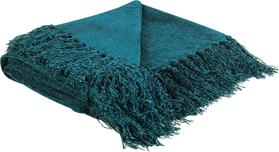 Cazimo Soft Chenille Premium Throw Blanket with Tassel Fringe Fade Resistant All Seasons Ultra