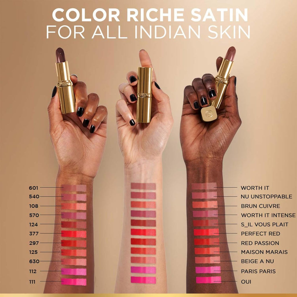 Lâ€™OrÃ©al Paris Color Riche Satin Lipstick- 124 S'il Vous Plait, 4.3 gm