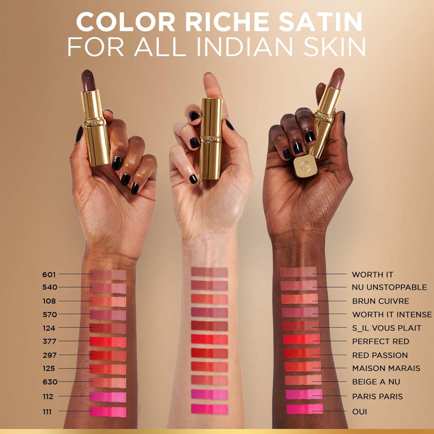 Lâ€™OrÃ©al Paris Color Riche Satin Lipstick- 124 S'il Vous Plait, 4.3 gm