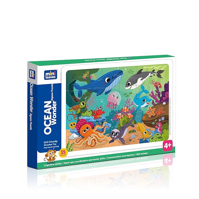 Mini Leaves 35 Piece Puzzle for Kids | Capital Alphabets Jigsaw Puzzle | Wooden Puzzles for Kids | Educational ABCD Toys for Kids