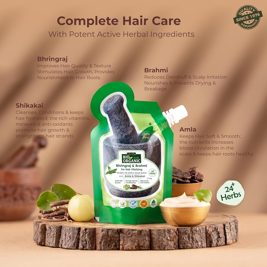 Indus Valley Bio Organic Hair Repair Mask With Bringraj & Brahmi, 150g