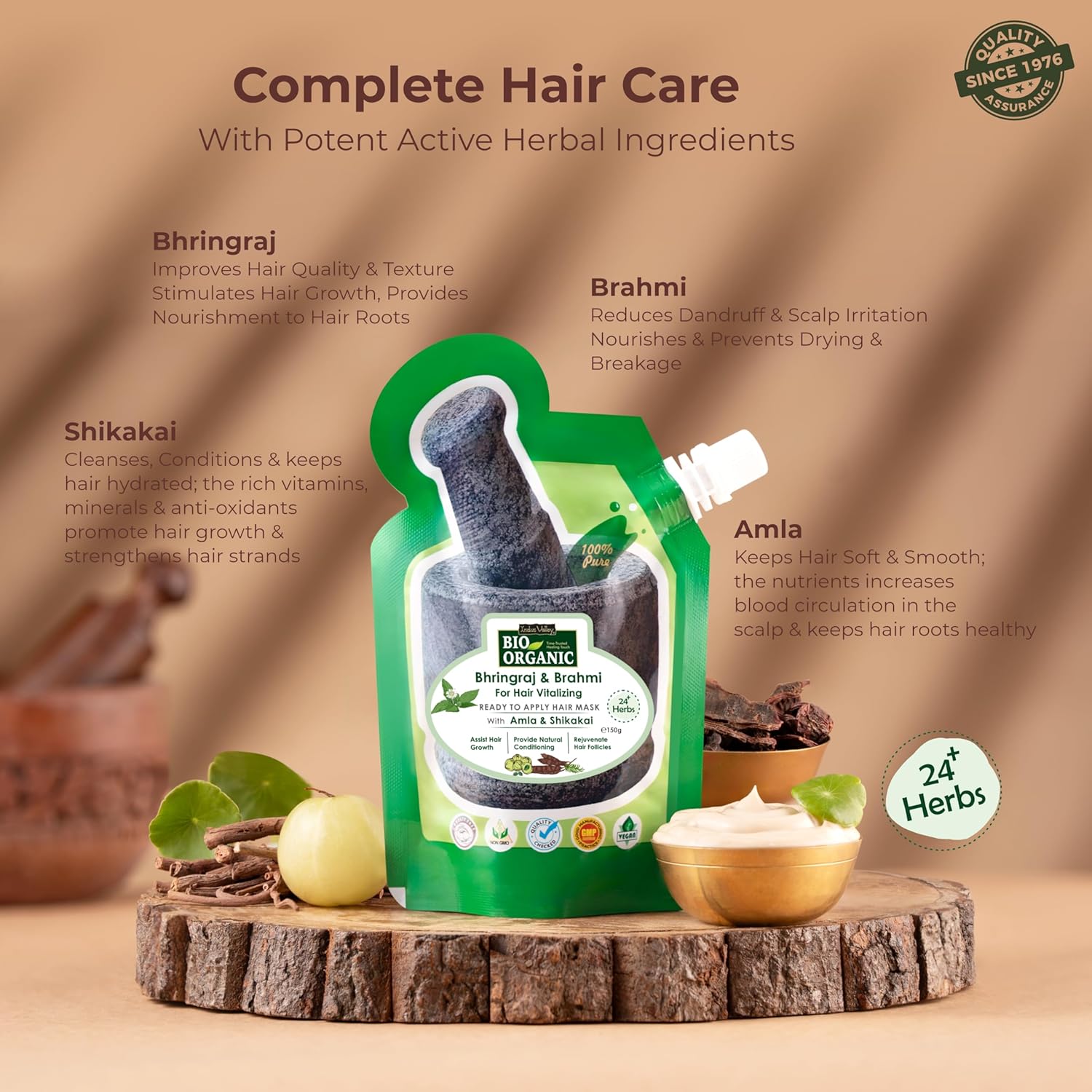 Indus Valley Bio Organic Hair Repair Mask With Bringraj & Brahmi, 150g