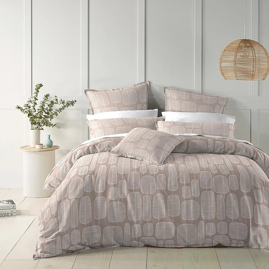 The Home Style Cotton Elastic Fitted All Around Printed King Size Double Bed Bedsheet wih 2 Pillow Cover Vanilla Latte