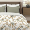 Layers Illuminating Homes Cotton Bedsheet Set for All Seasons Lightweight 144 TC Queen Size Brown Grey Floral